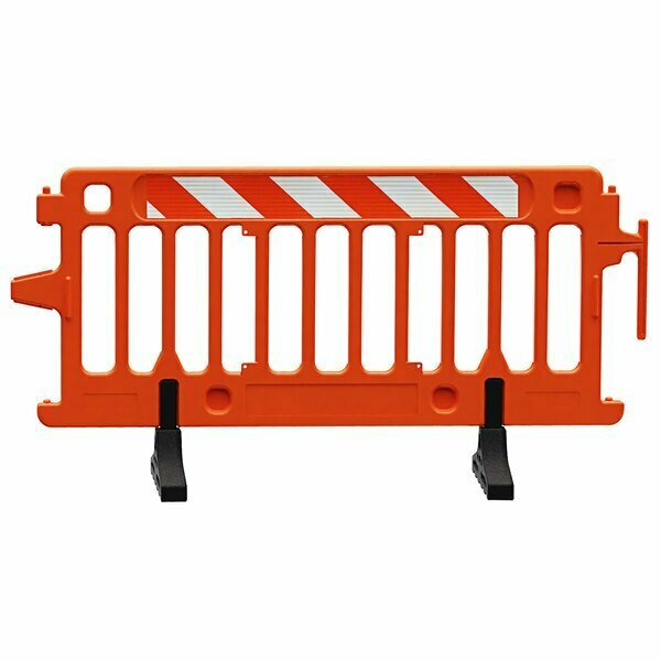 Plasticade 6' Orange Interlocking Parade barrier-High Intensity Prismatic Grade Stripped on Sides 4662004HOIPLR